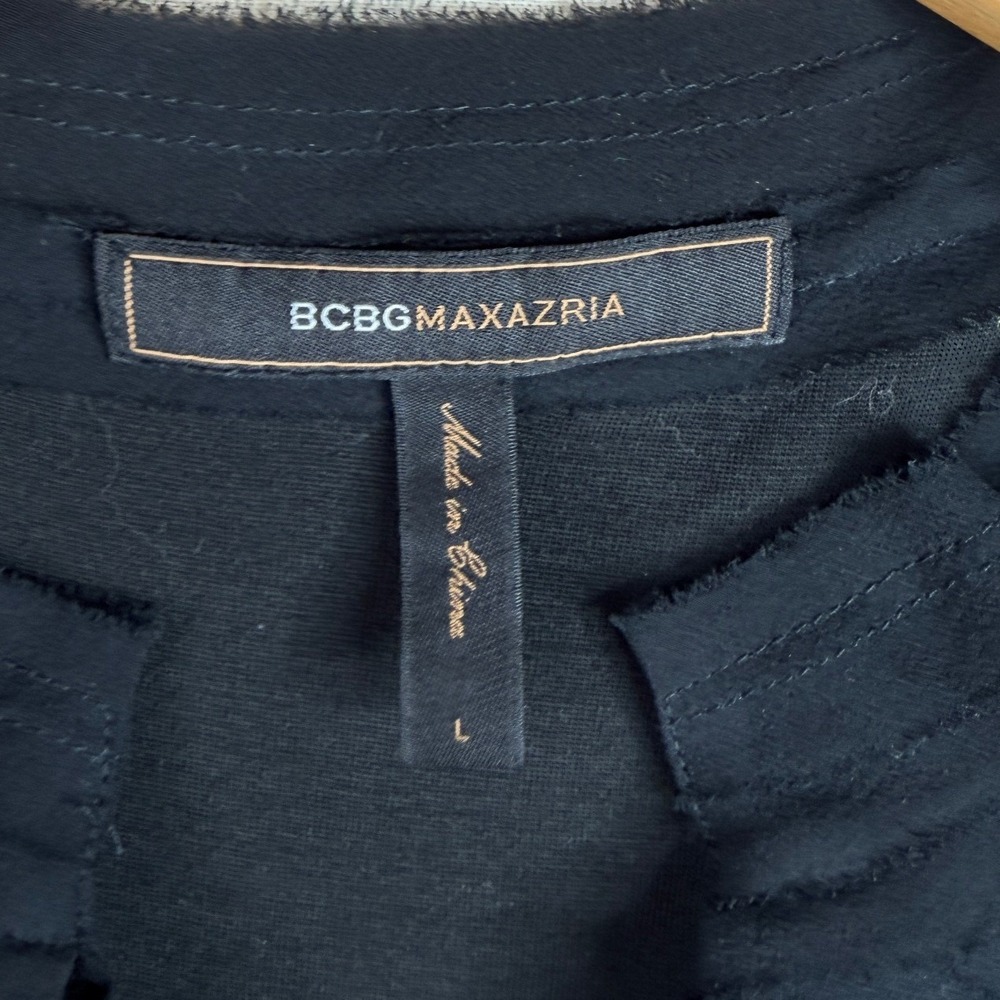 BCBGMaxazria Sleeveless Velvet Detail Mini Dress size Large Black - Picture 2 of 7